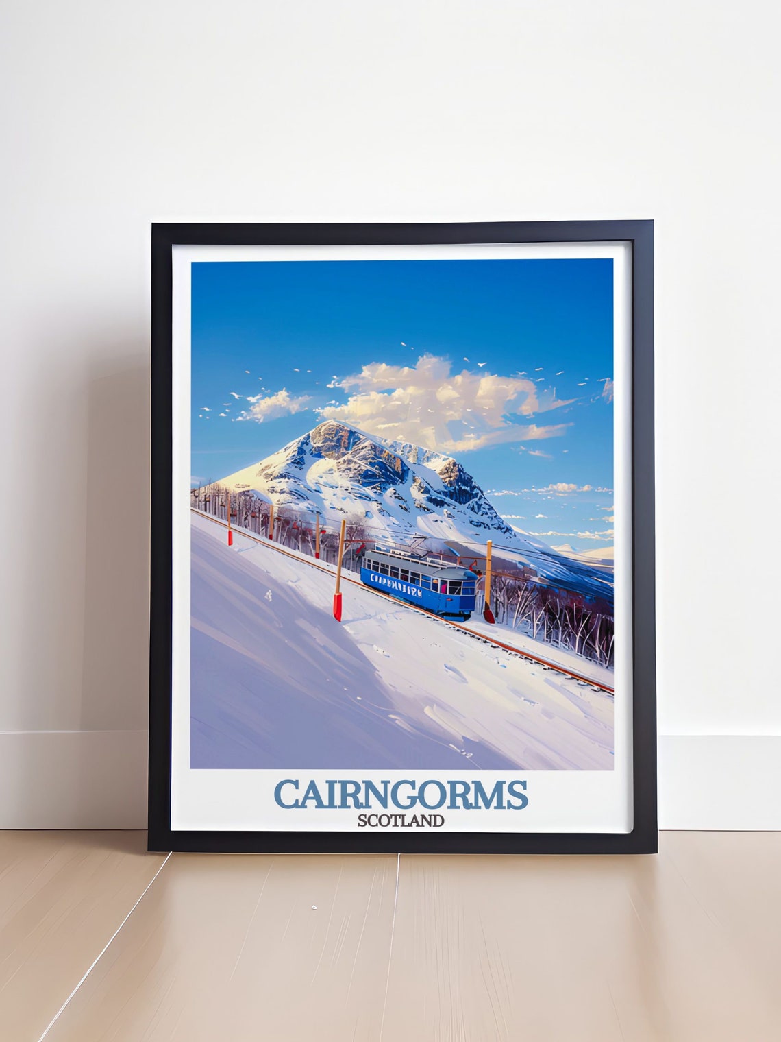 Cairngorms Scotland Snowy Mountain Railway Winter Scene Poster - Image 4