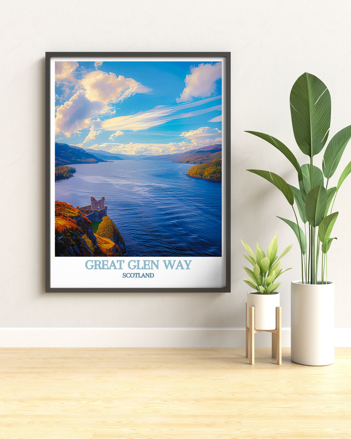 Great Glen Way Scotland Loch Ness Castle Aerial Travel Poster - Image 2