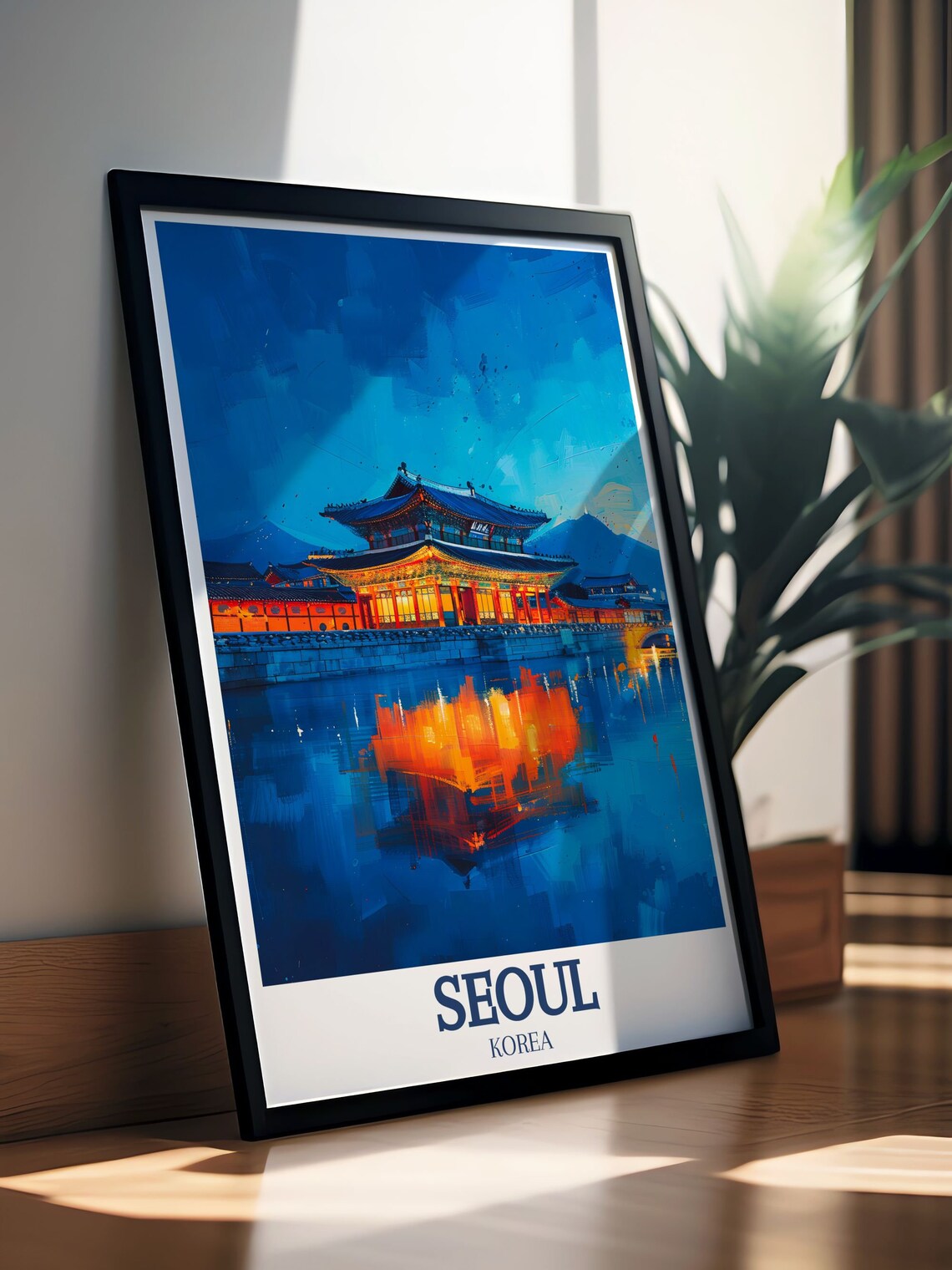 Seoul Gyeongbokgung Palace Night Reflection Korea Travel Poster - Image 2