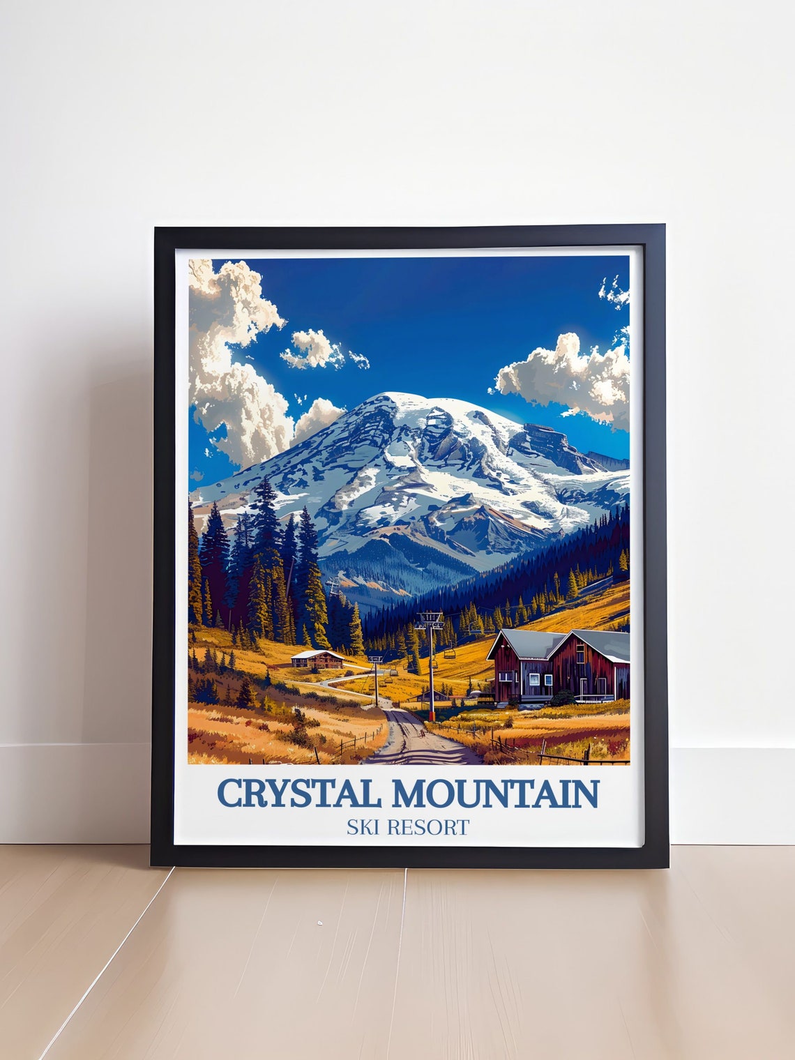 Crystal Mountain Ski Resort Golden Summer Meadow Alpine Poster - Image 4