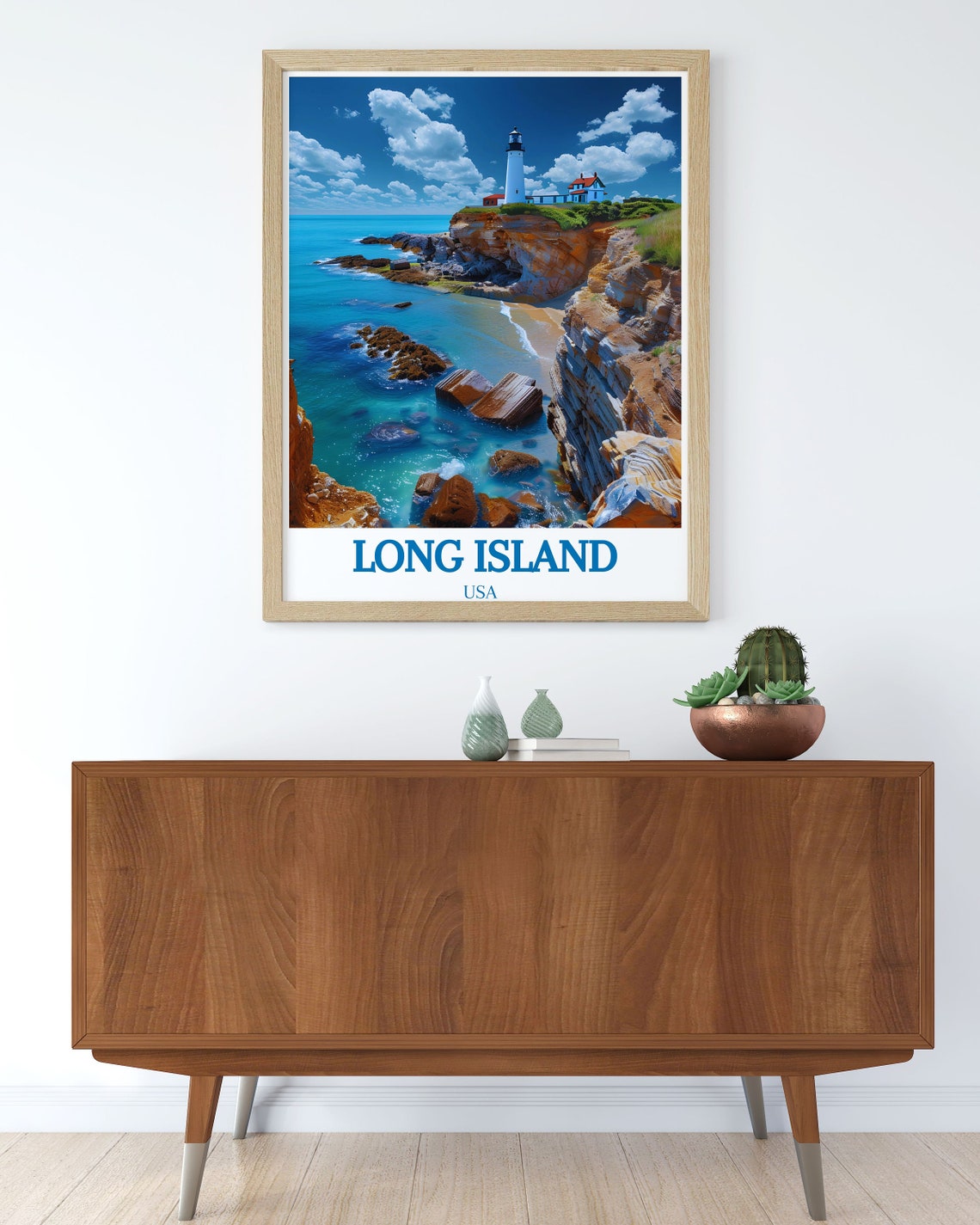 Long Island Lighthouse on Rocky Cliffs Dramatic Coast Travel Poster - Image 3