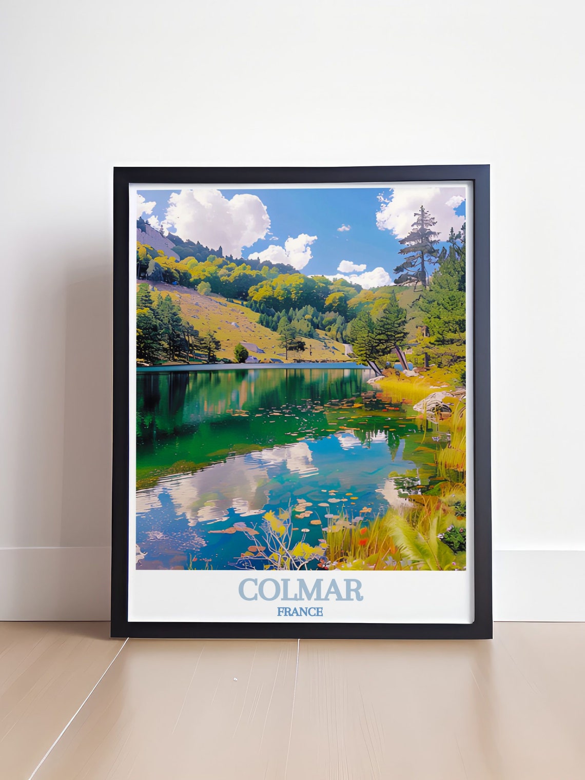 Colmar France Serene Alpine Lake Reflection Summer Travel Poster - Image 4