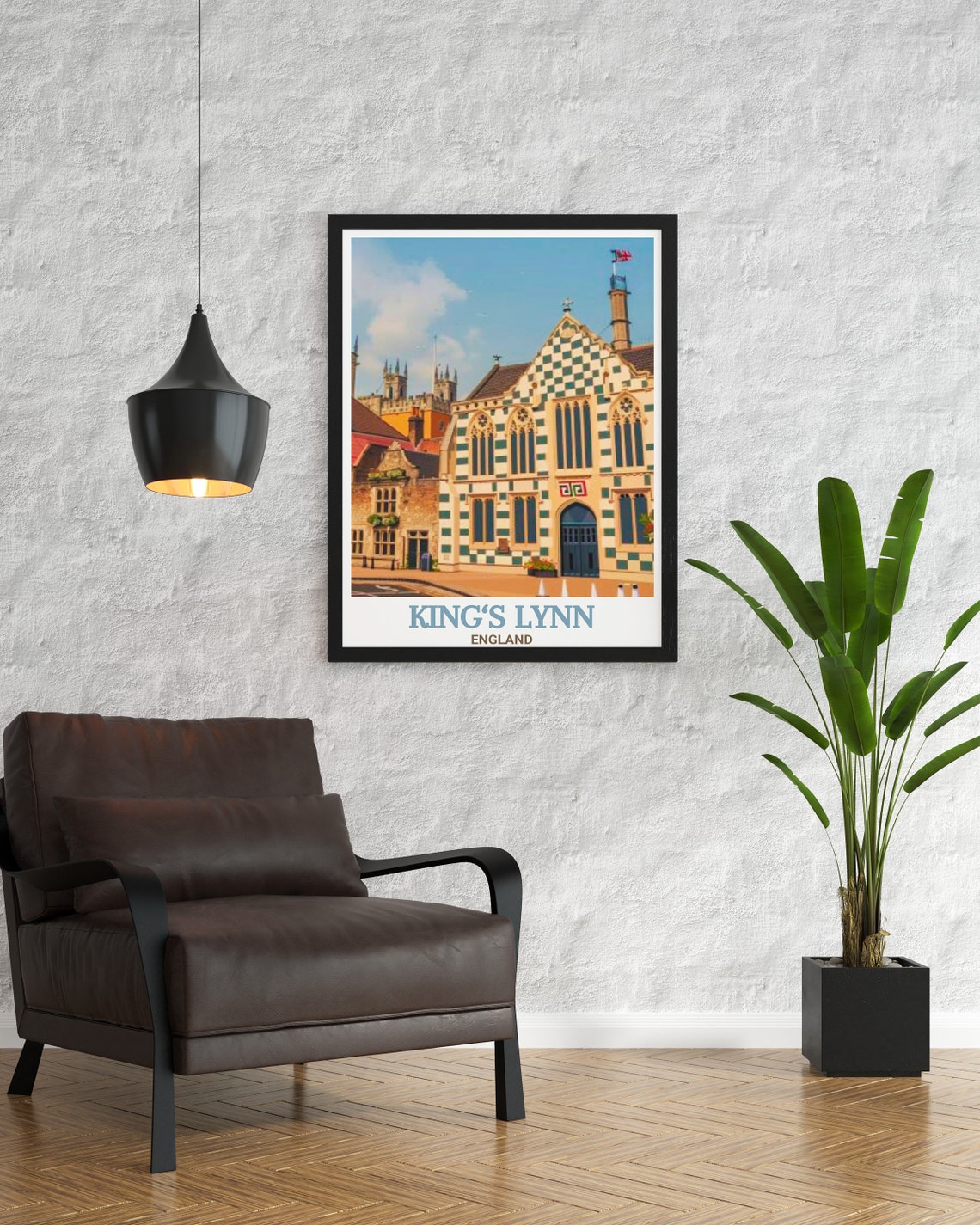 King's Lynn England Town Hall Checkered Building Travel Poster - Image 2