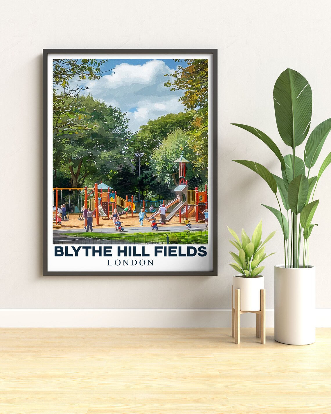 Blythe Hill Fields London Playground Sunny Park Family Travel Poster - Image 2
