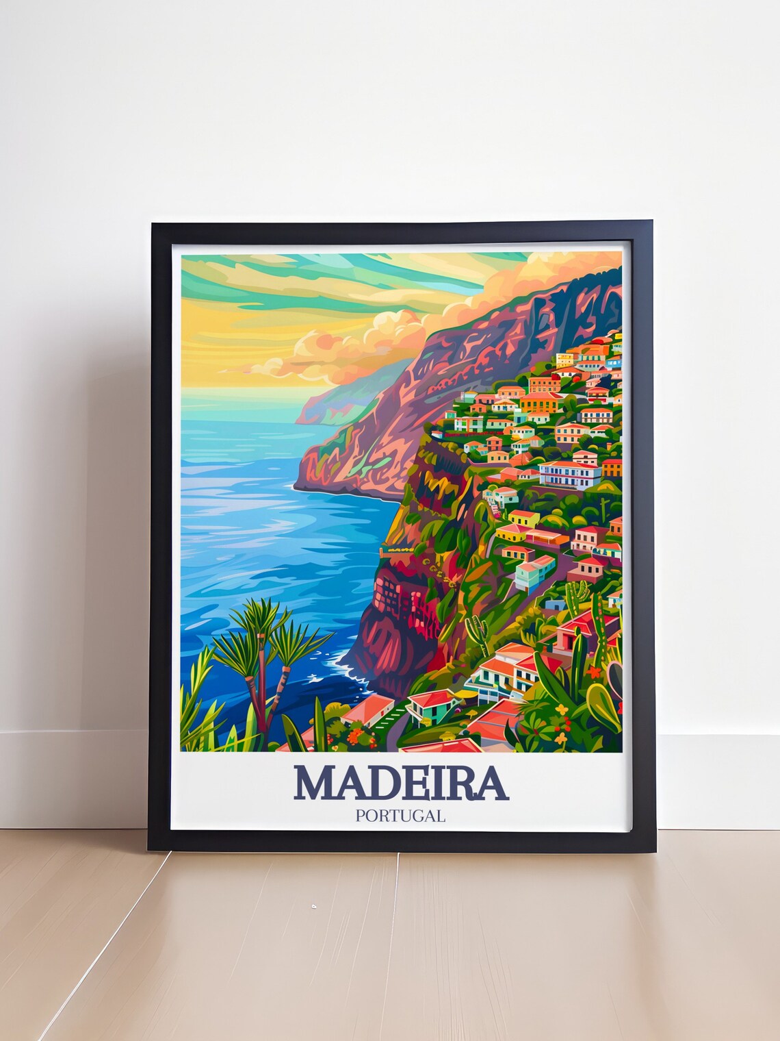 Madeira Portugal Cabo Girao Colorful Cliffside Town Travel Poster - Image 4