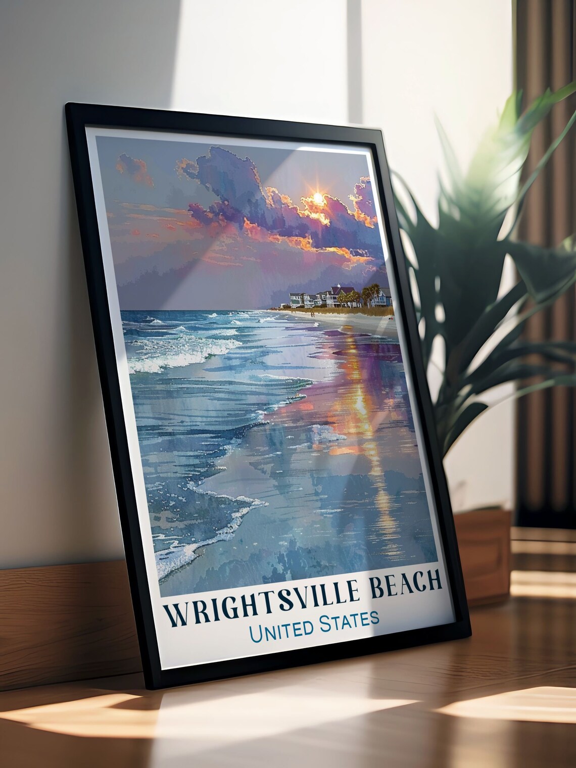 Wrightsville Beach Sunset Waves North Carolina Travel Poster - Image 3