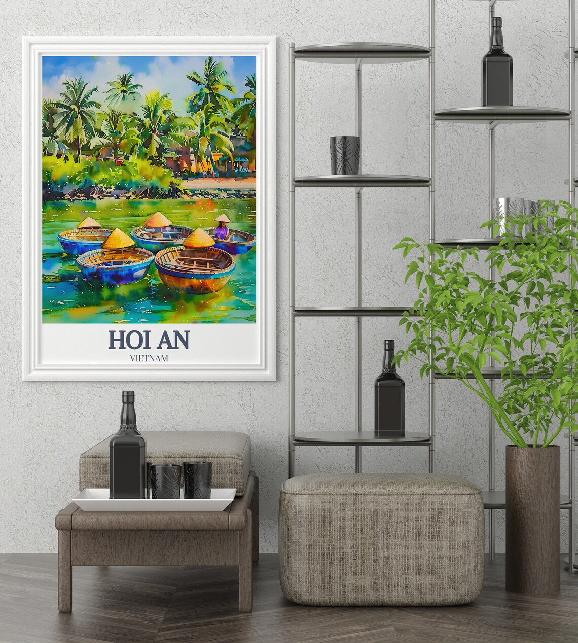 Hoi An Basket Boats Vietnam Palm River Round Boat Travel Poster - Image 3