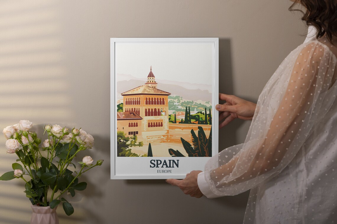 Spain Granada Alhambra Palace Gardens Andalusia Landmark Travel Poster - Image 4