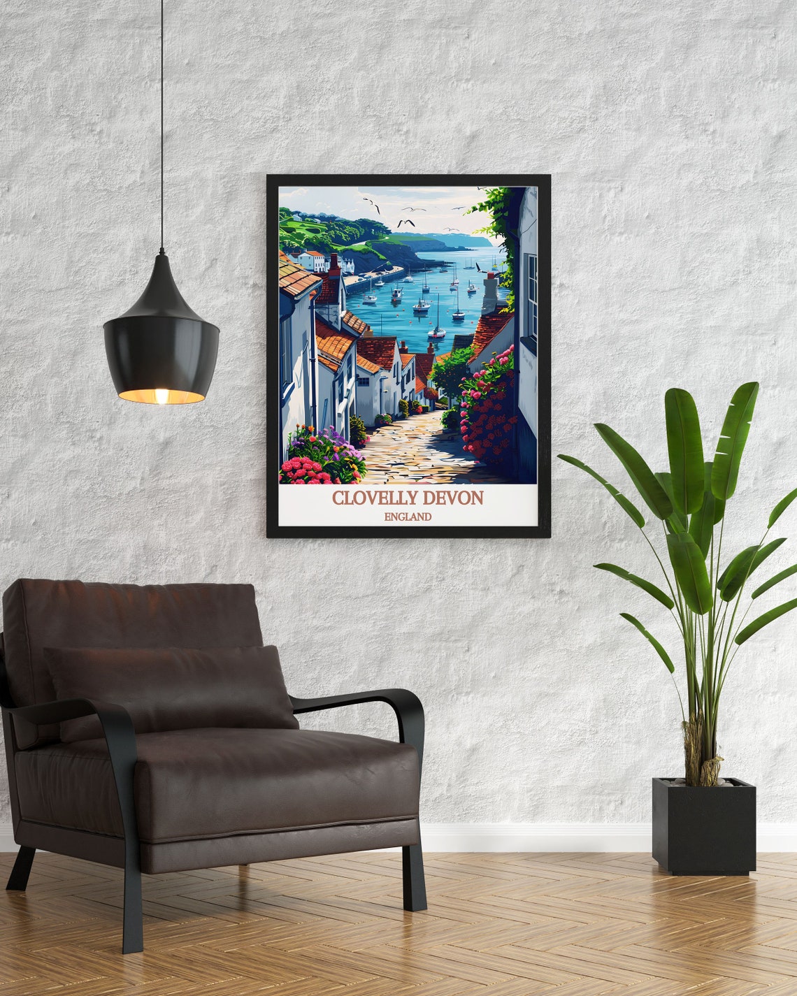 Clovelly Devon England Harbor Village Cobblestone Street Boats Poster - Image 2