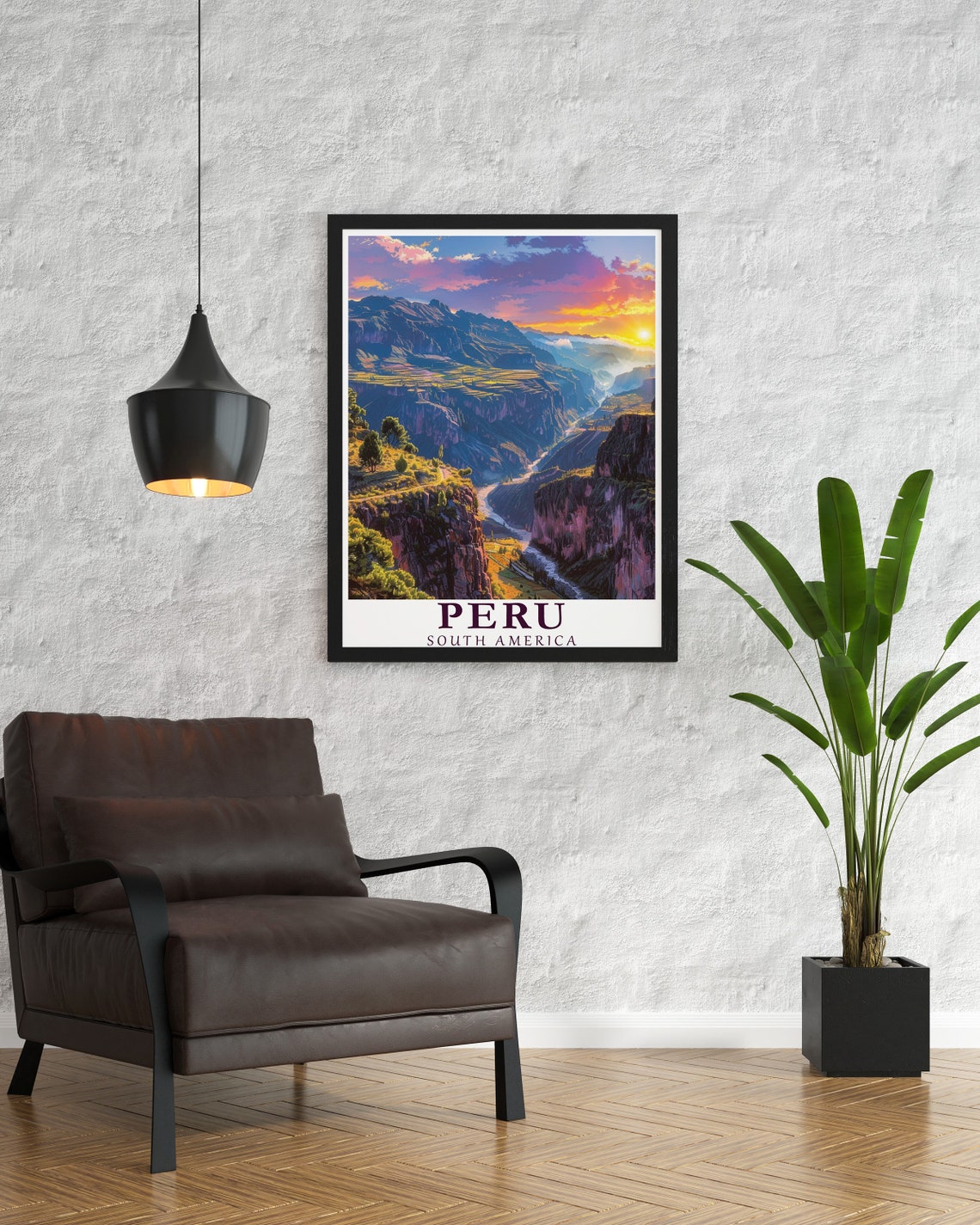 Peru Colca Canyon Sunset Deep Gorge River South America Poster - Image 3