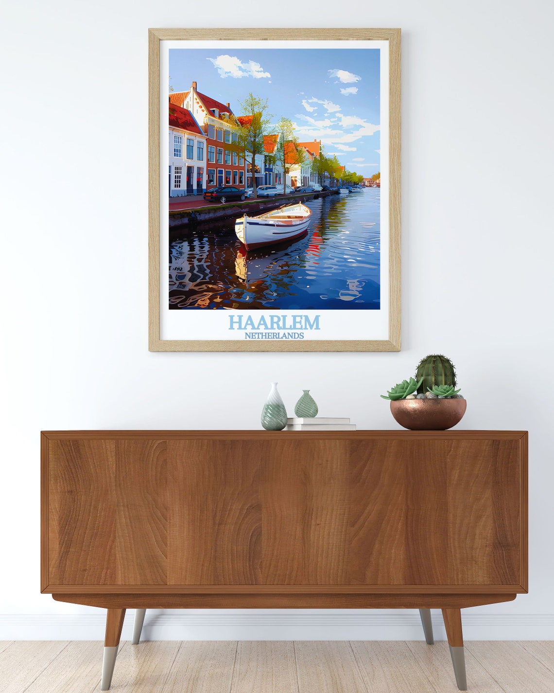 Haarlem Netherlands Spaarne River Canal Quiet Bright Morning Poster - Image 2