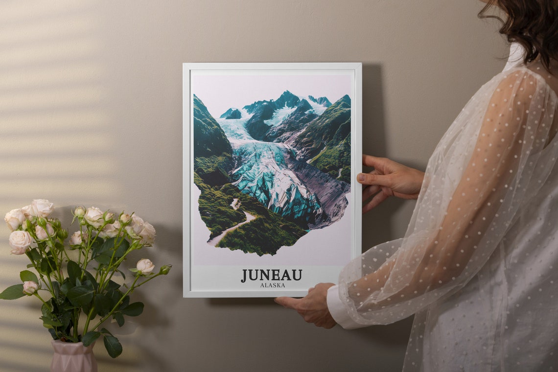 Juneau Alaska Mendenhall Glacier Carving Through Valley Poster - Image 3