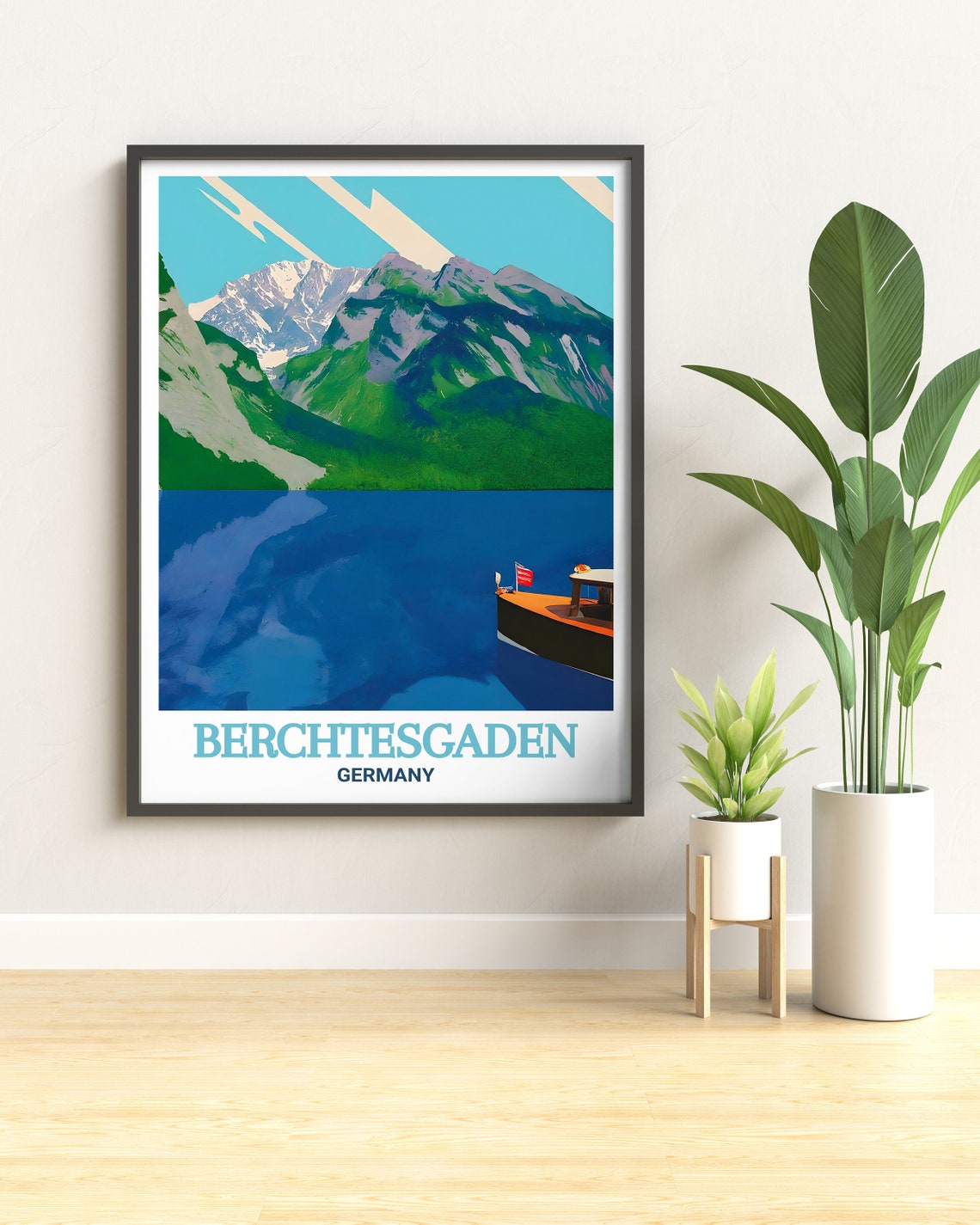 Konigssee Lake Wooden Boat Beneath Alpine Peaks Bavaria Poster - Image 3