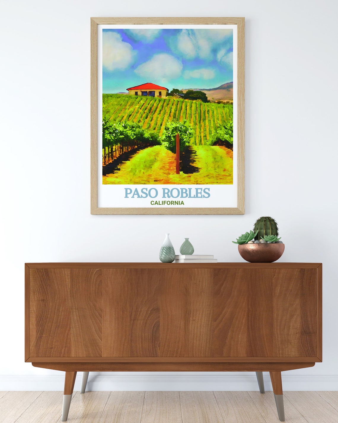 Paso Robles California Vineyard Hills and Red Barn Farm Art Poster - Image 3