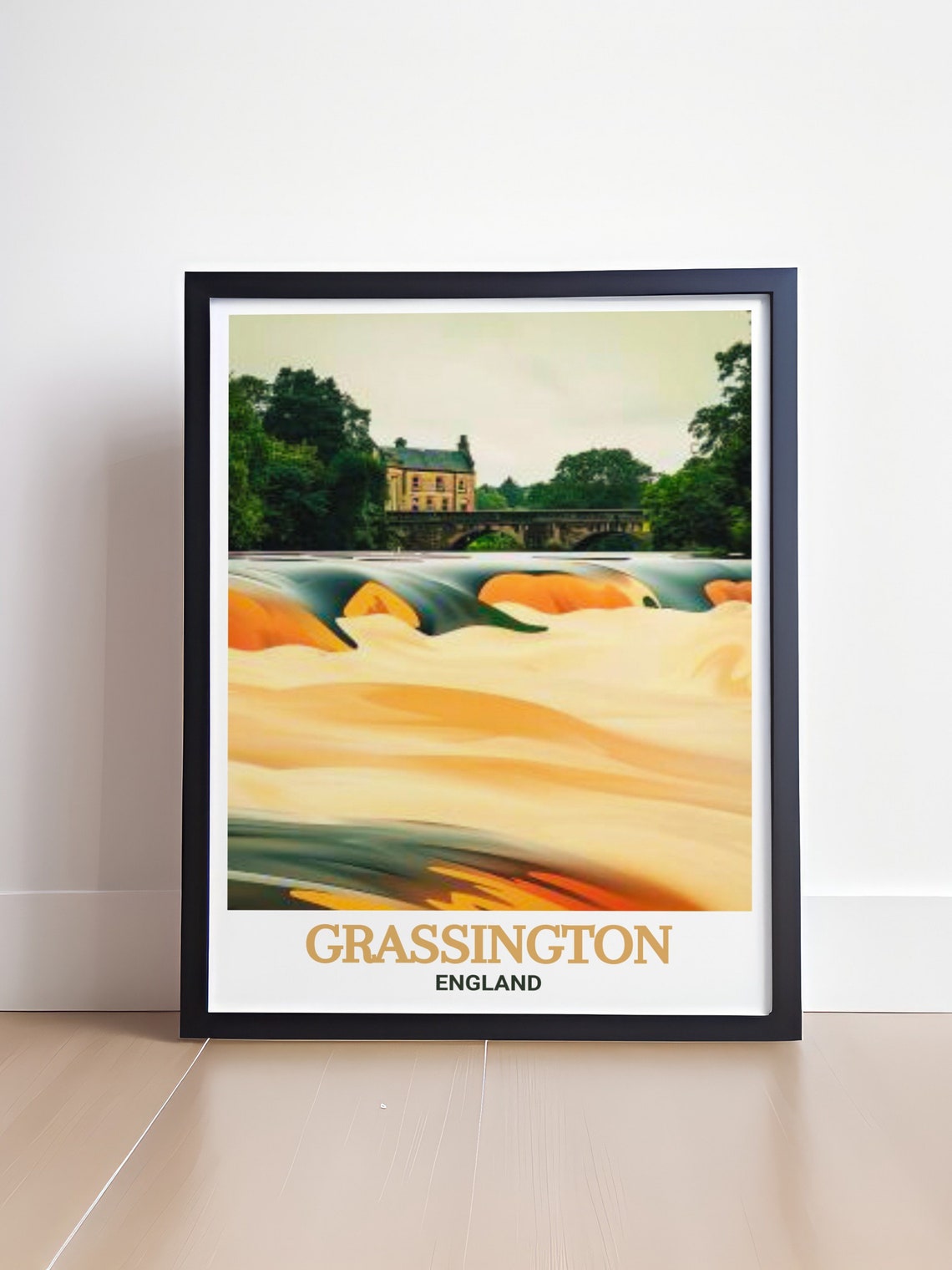 Grassington England Linton Falls Bridge Rapids Travel Poster - Image 4