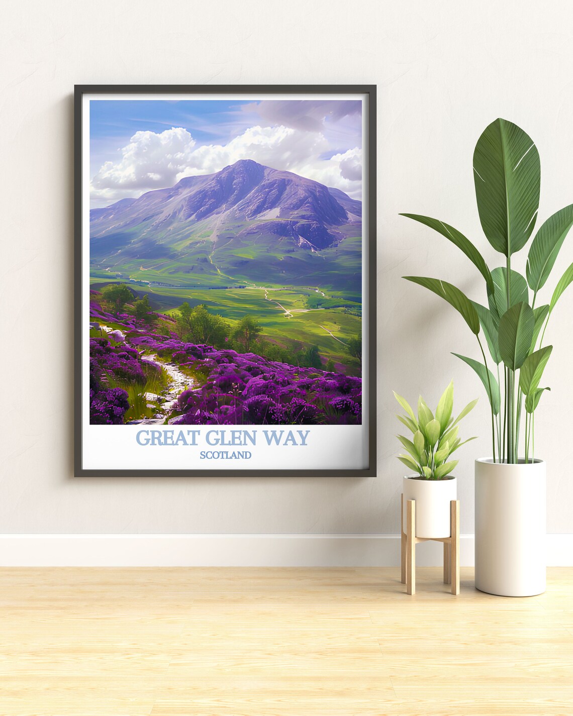 Great Glen Way Scotland Heather Hills Mountain Trail Travel Poster - Image 2