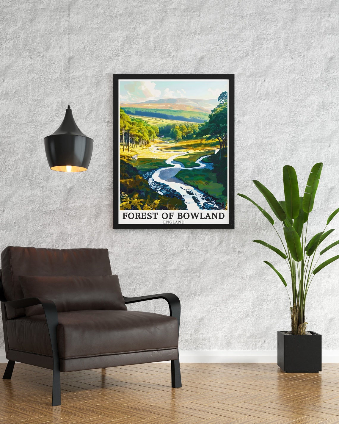 Forest Of Bowland Winding River Valley Pine England Travel Poster - Image 3