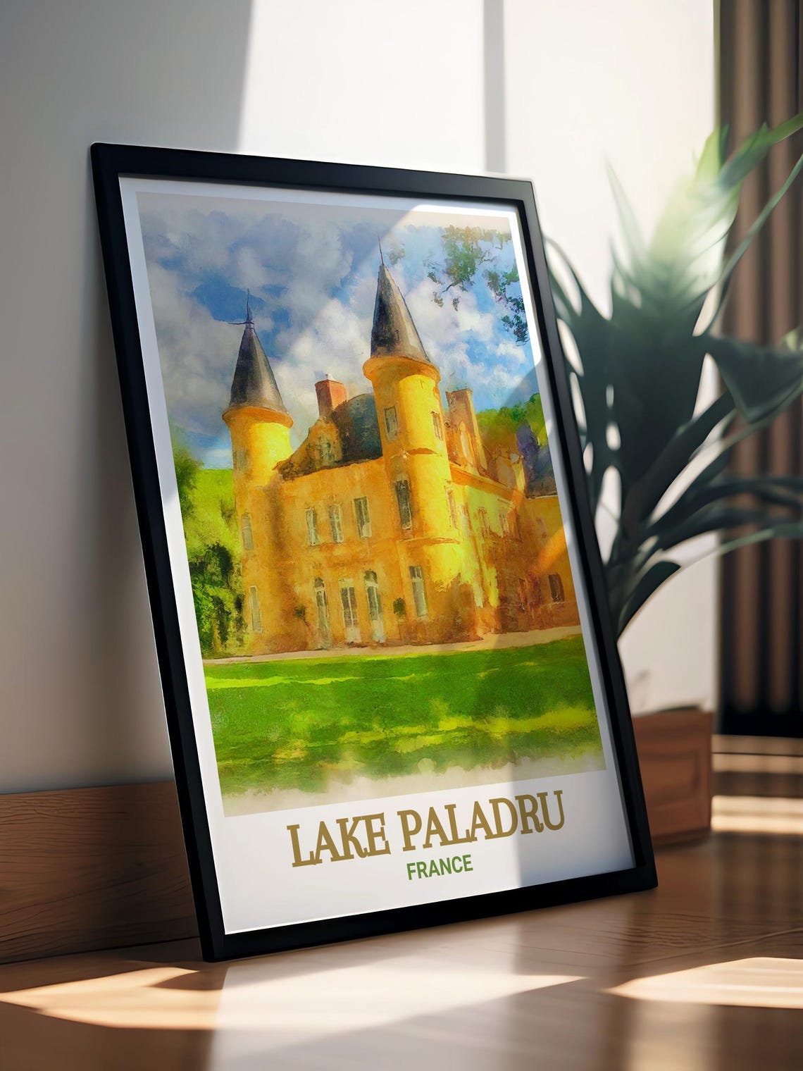 Chateau De Virieu France Watercolor Castle Lake Paladru Poster - Image 2