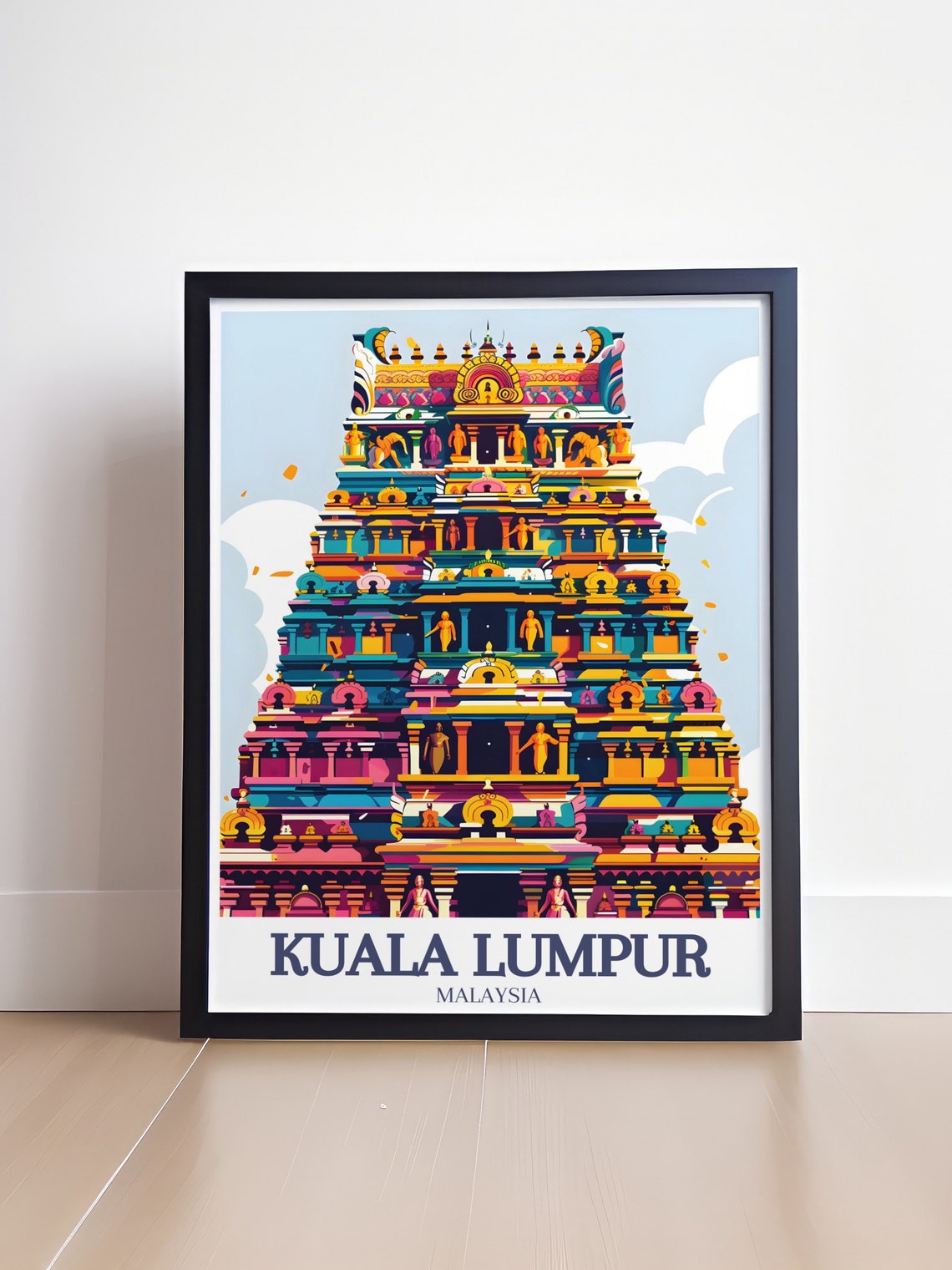 Kuala Lumpur Malaysia Colorful Hindu Temple Detail Travel Poster - Image 4