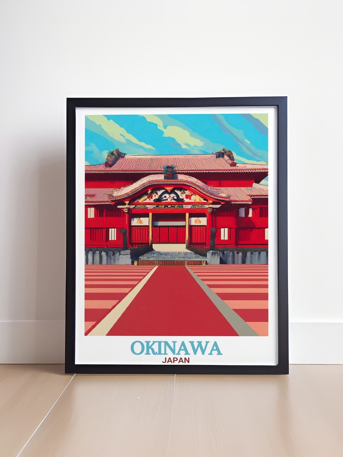 Okinawa Japan Shuri Castle Red Gates in Bold Symmetrical Design Poster - Image 4