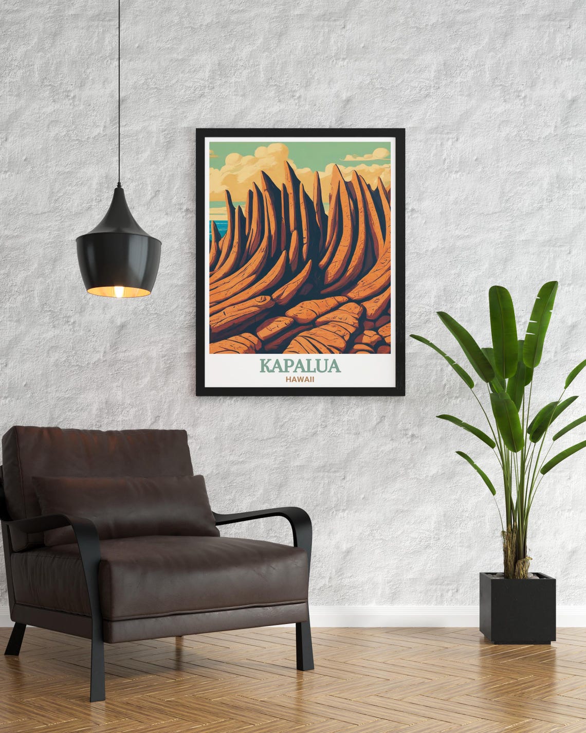 Kapalua Hawaii Dragons Teeth Lava Rock Coastline Golden Art Poster - Image 4