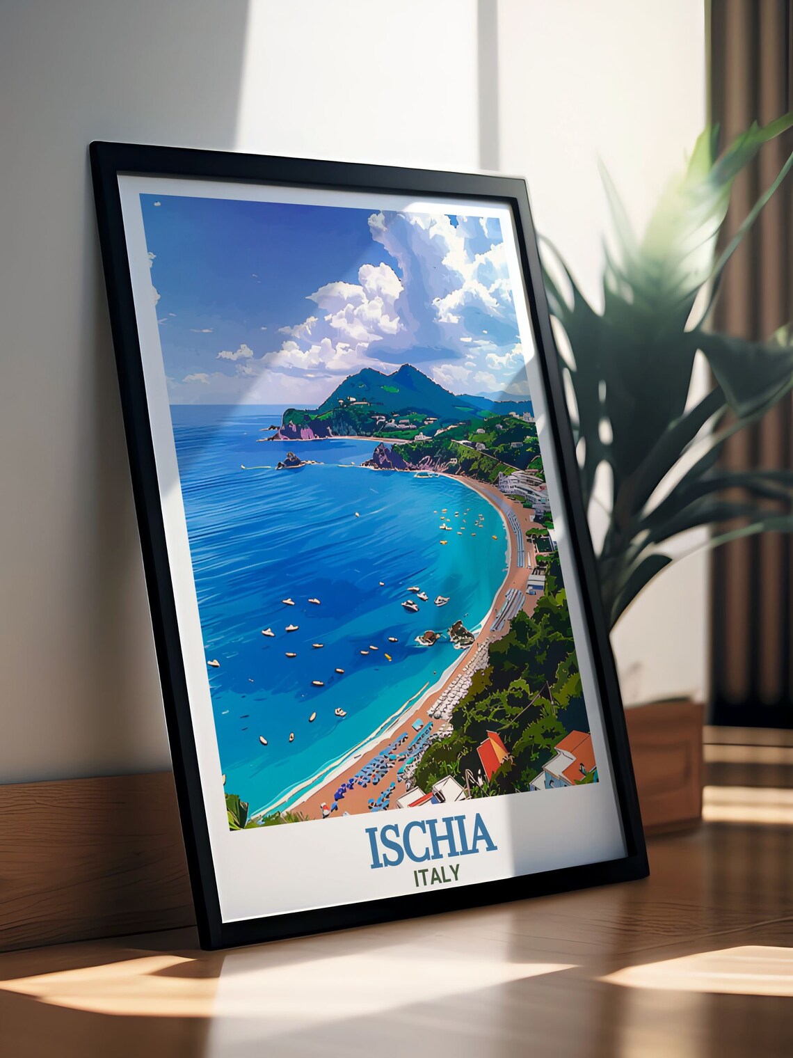 Ischia Italy Maronti Beach Aerial Bay Curved Coastline Vista Poster - Image 3