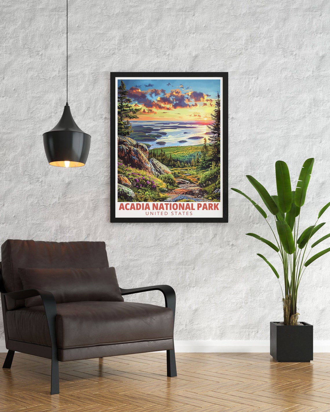 Acadia National Park Travel Print Cadillac Mountain Art National Park Poster Vintage Usa Travel Art Maine Wall Decor - Image 3