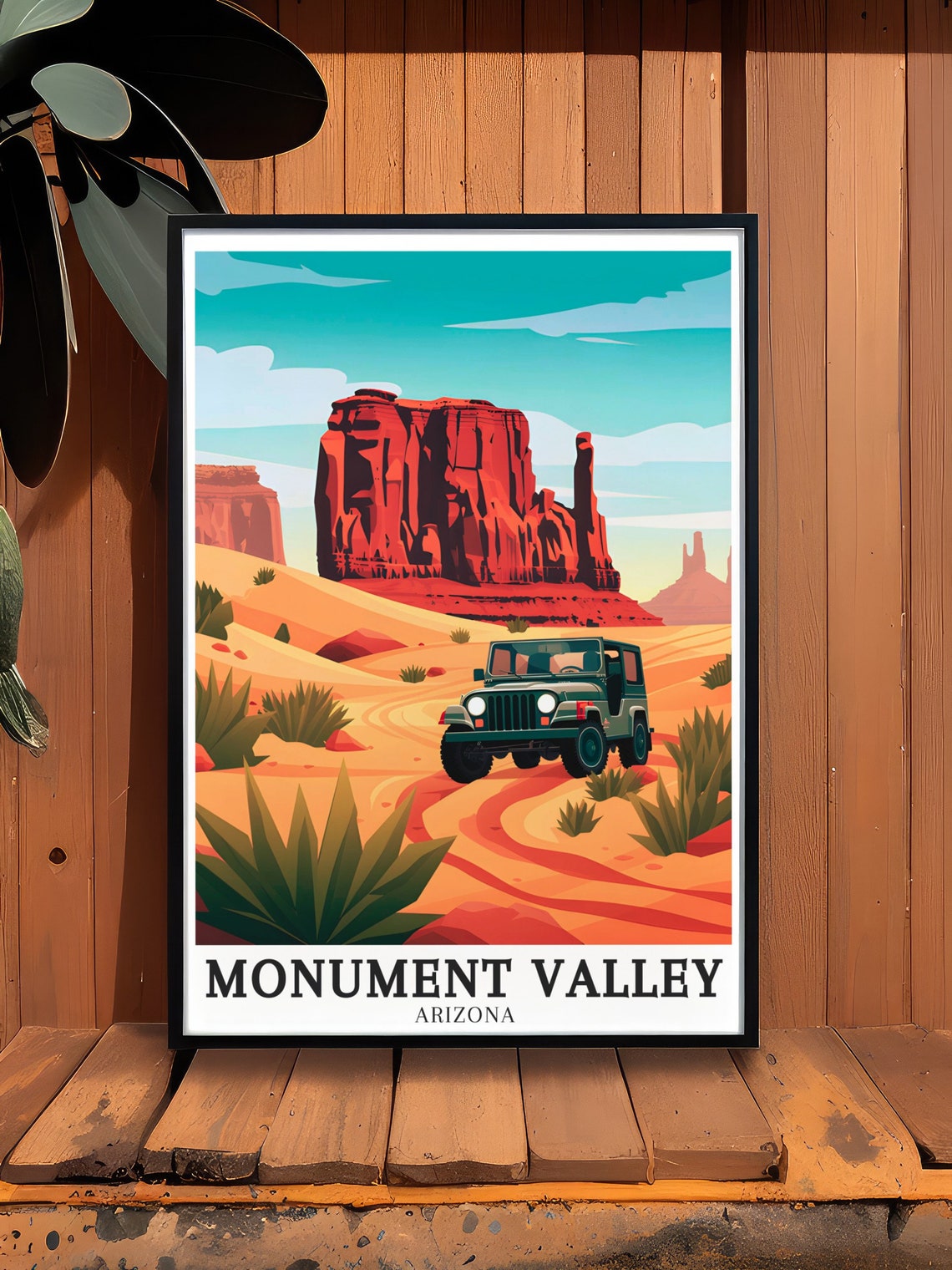 Monument Valley Arizona Jeep Desert Road Adventure Travel Poster - Image 3