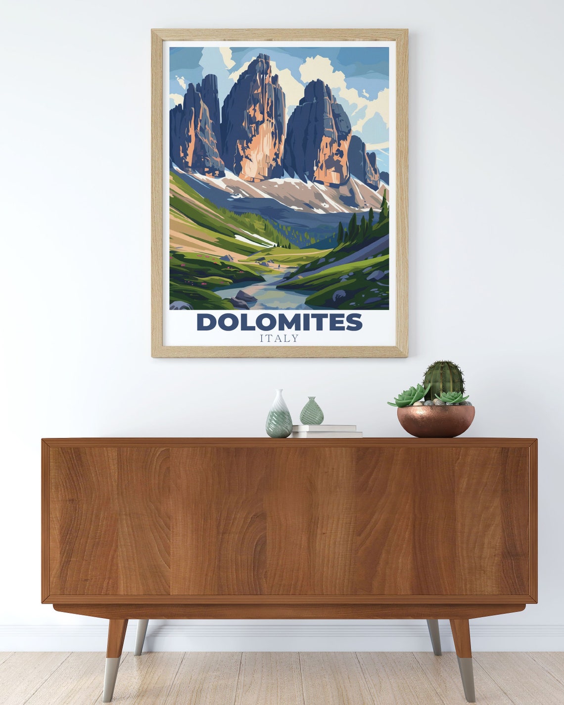 Dolomites Italy Tre Cime Peaks Alpine Meadow Summer Travel Poster - Image 3