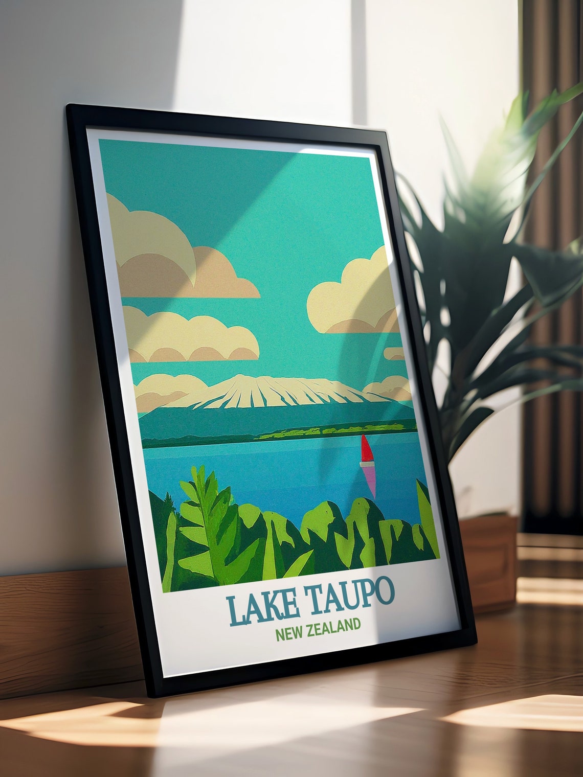 Lake Taupo Wall Art New Zealand Travel Poster Lake Taupo Art Scenic Taupo Print New Zealand Nature Art - Image 2