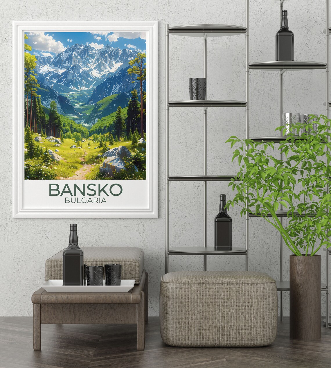 Bansko Bulgaria Vintage Ski Travel Poster - Image 2