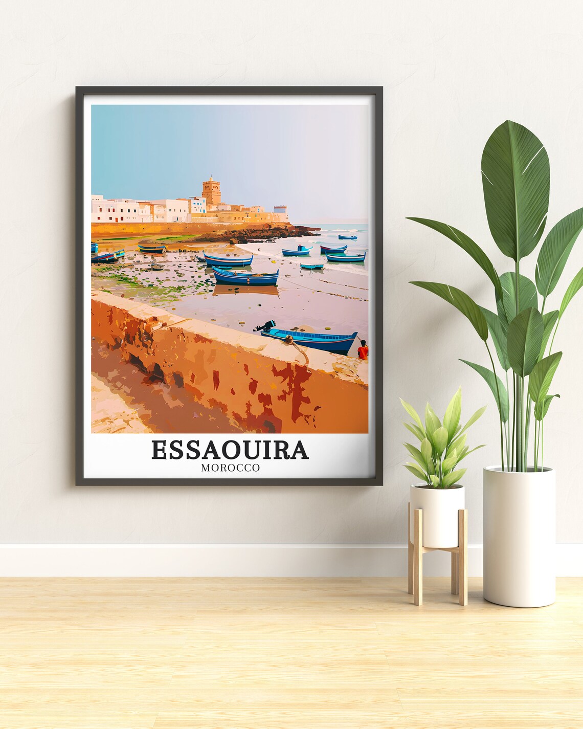 Essaouira Morocco Fishing Harbor Boats Skala Fortress Travel Poster - Image 3