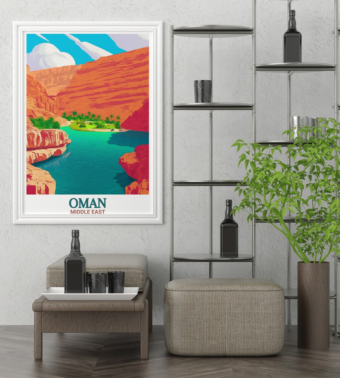 Oman Wadi Shab Canyon Emerald Oasis Pools Towering Red Cliffs Poster - Image 2