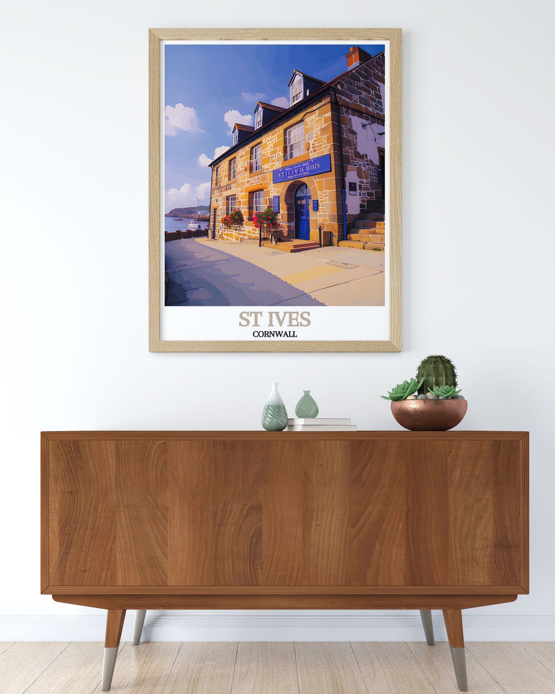 St Ives Cornwall Historic Stone Museum Building Street View Poster - Image 2