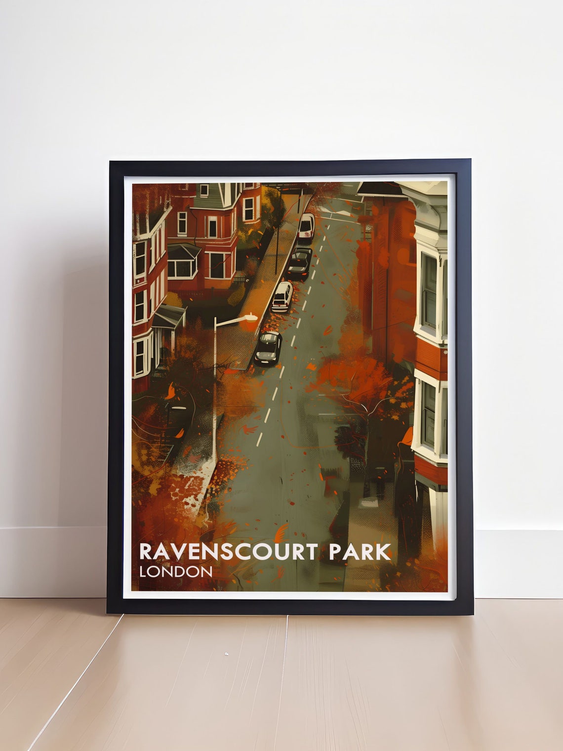 Ravenscourt Park London Autumn Street Scene Retro Travel Poster - Image 4