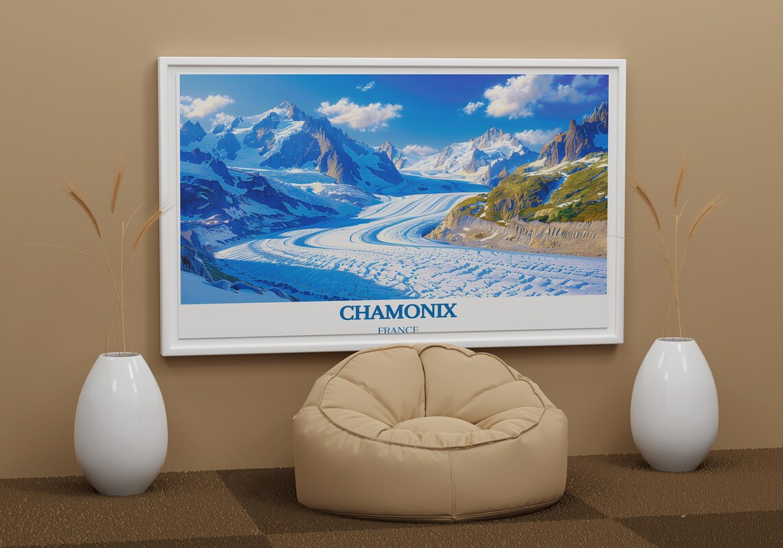 Chamonix France Glacier Panorama Blue Ice Alps Scenic Travel Poster - Image 2