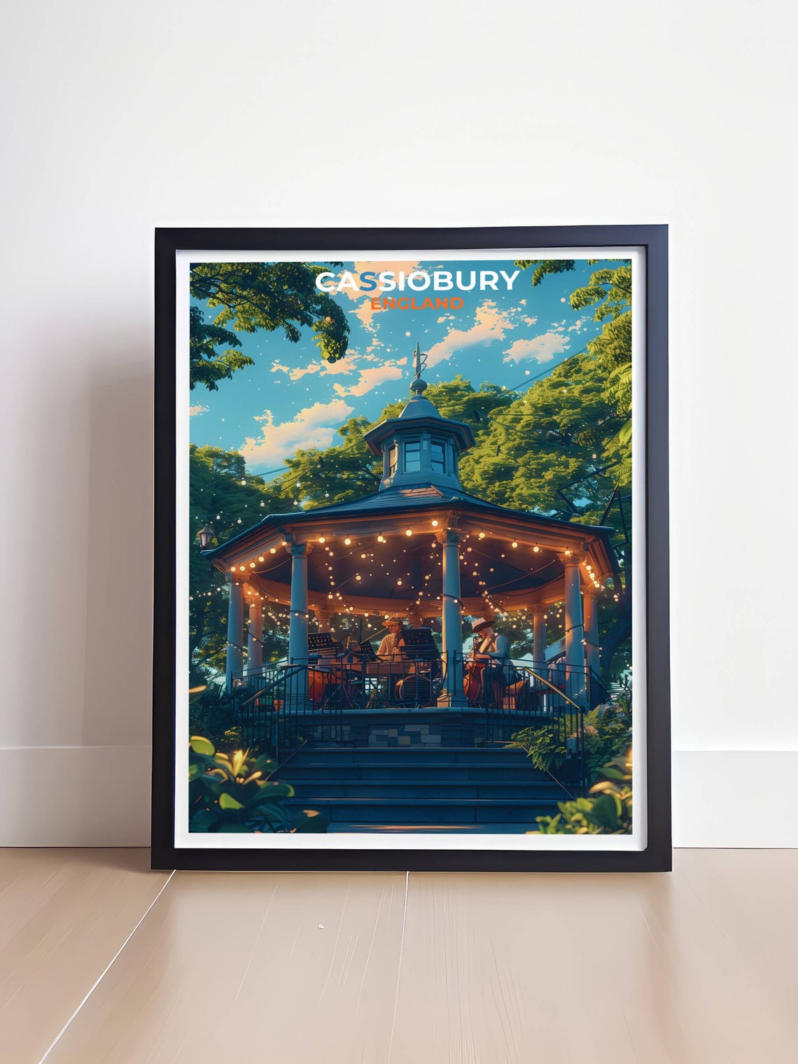 Cassiobury Park Bandstand Fairy Lights Evening England Poster - Image 4