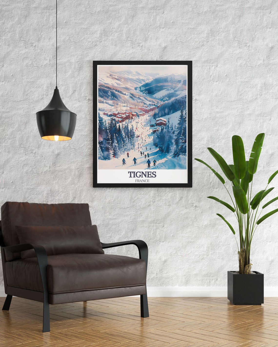 Tignes Ski Resort Panorama of Snowy Slopes and Tall Pines Poster - Image 3