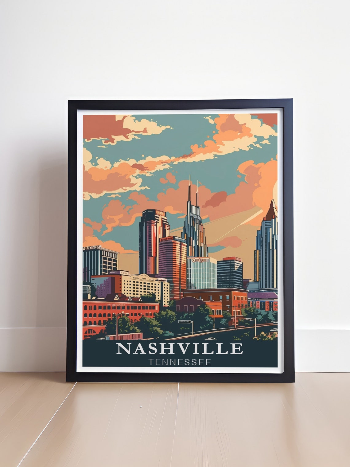 Nashville Travel Print Skyline Travel Poster Nashville Wall Art Nashville City Print Skyline Decor Nashville Travel Poster - Image 4