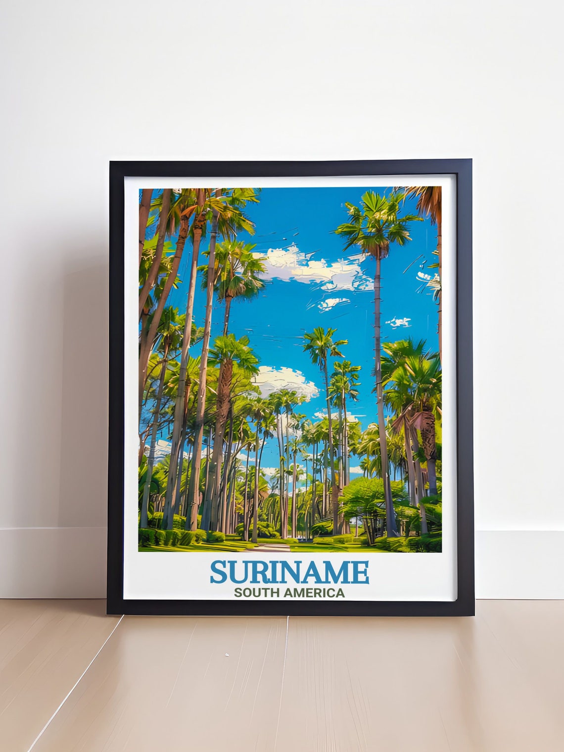 Suriname Palmentuin Palm Avenue South America Tropical Travel Poster - Image 4