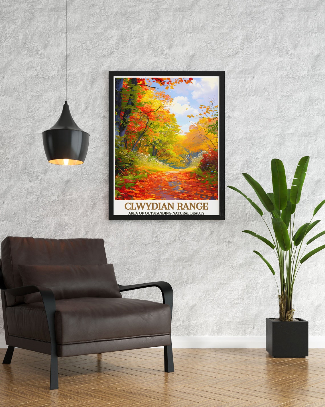 Clwydian Range Wales Autumn Forest Path in Fall Colors Travel Poster - Image 3