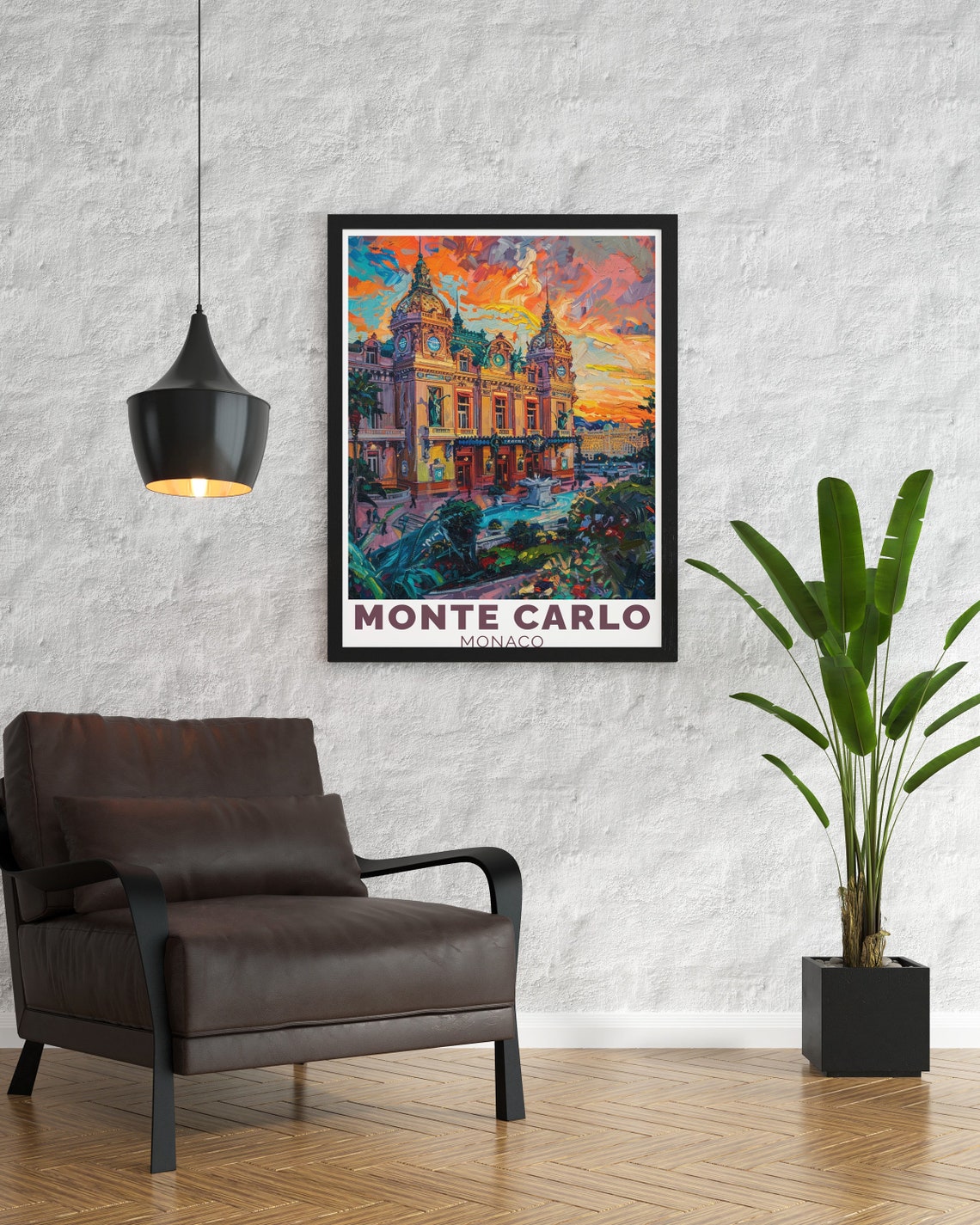 Monte Carlo Casino Sunset Impressionist Glamour Monaco Travel Poster - Image 2