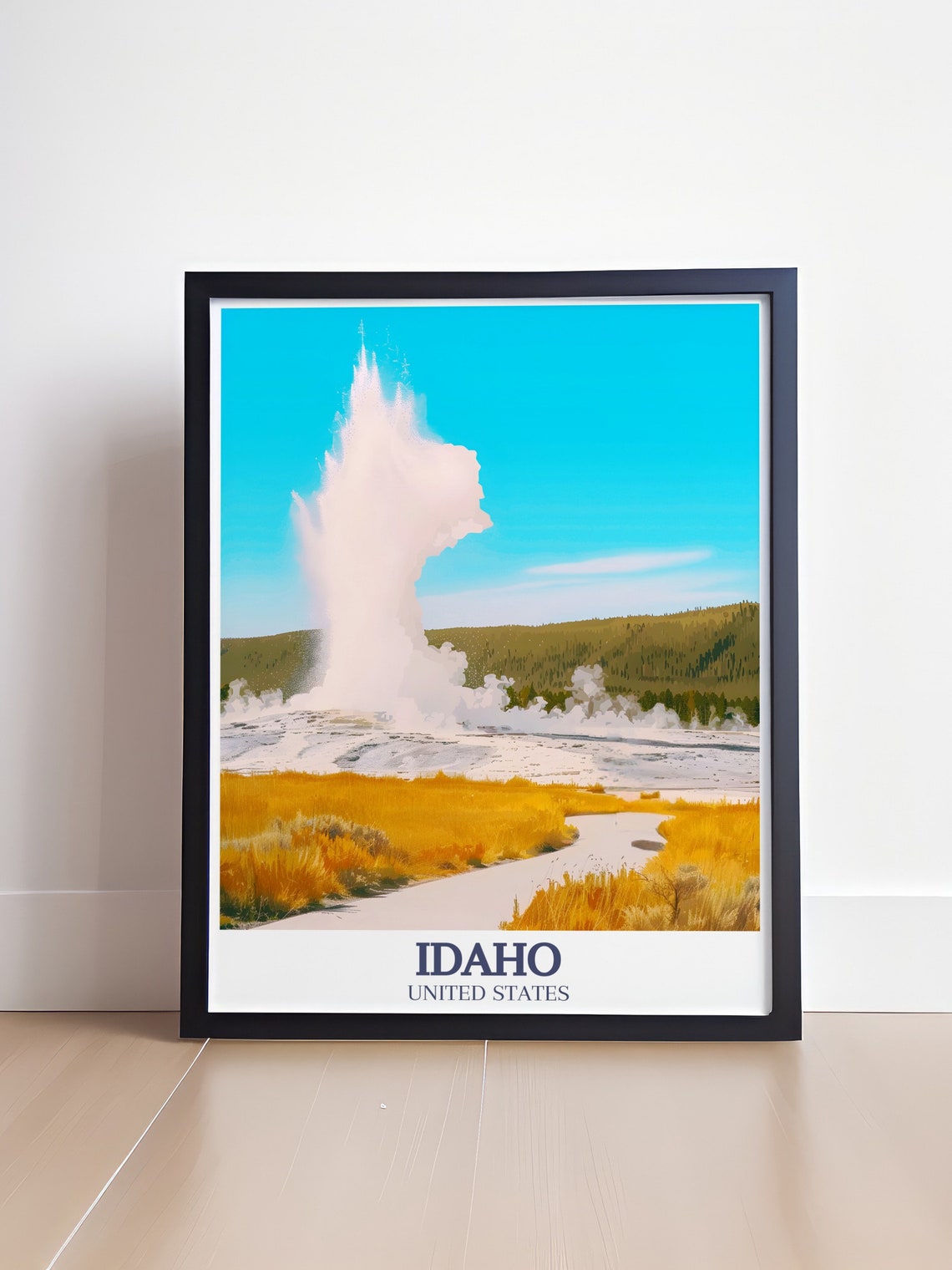 Idaho Travel Print Old Faithful Geyser Travel Poster Idaho Print Featuring Old Faithful Geyser Idaho Travel Poster - Image 4