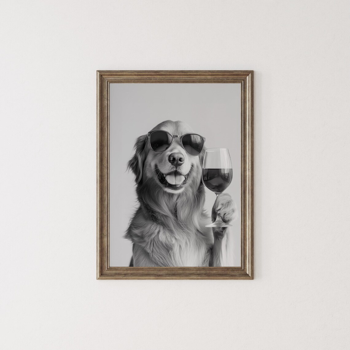 Golden Retriever Drinking Red Wine Art Print, Funny Dog - Image 2