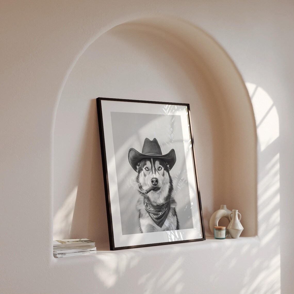 Siberian Husky Cowboy Vintage Dog Art Print - Image 4