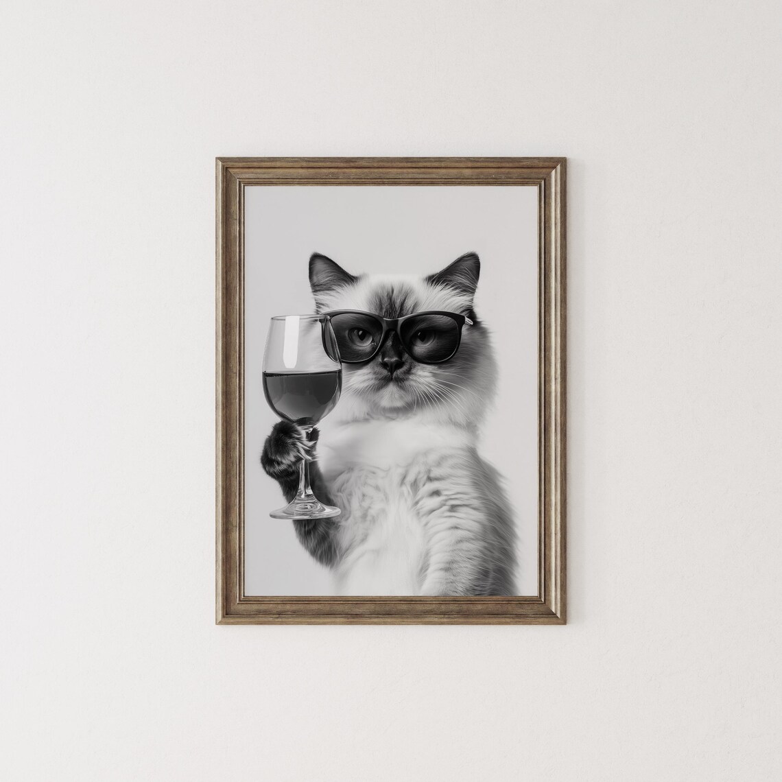 Ragdoll Cat Drinking Wine, Funny Bar Cart Print - Image 2