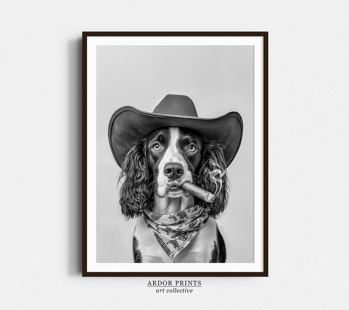 Springer Spaniel Cowboy Western Art Print