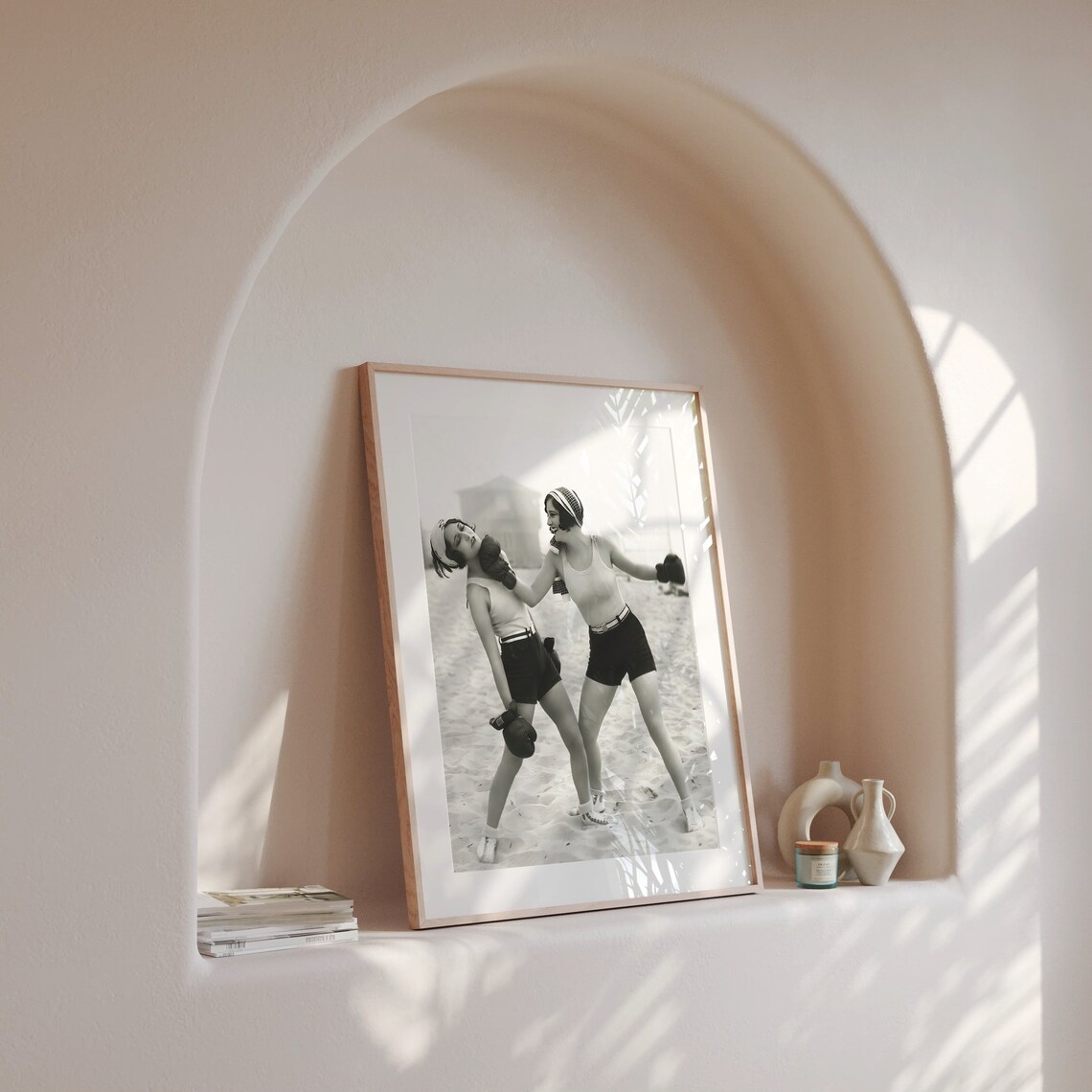 Two Women Beach Boxing Vintage 1930s Art Print - Image 4
