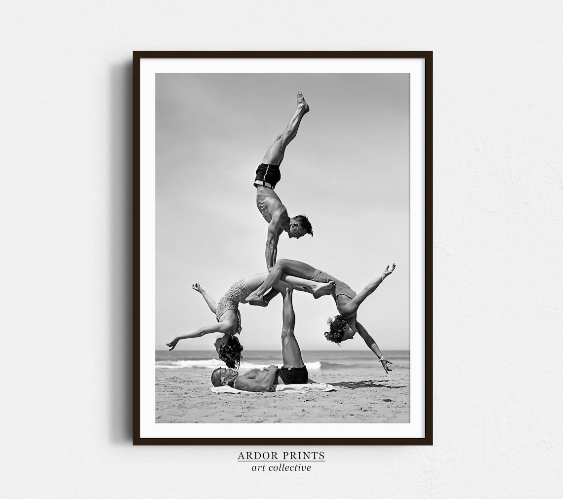 Beach Acrobatics Vintage 1930s Gymnast Poster