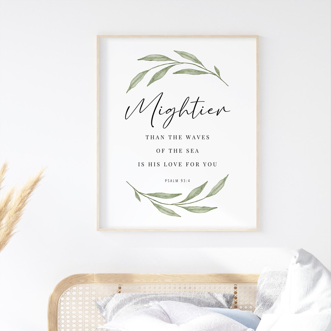 Psalm 93:4 Mightier Than the Waves of the Sea Olive Botanical Poster - Image 3